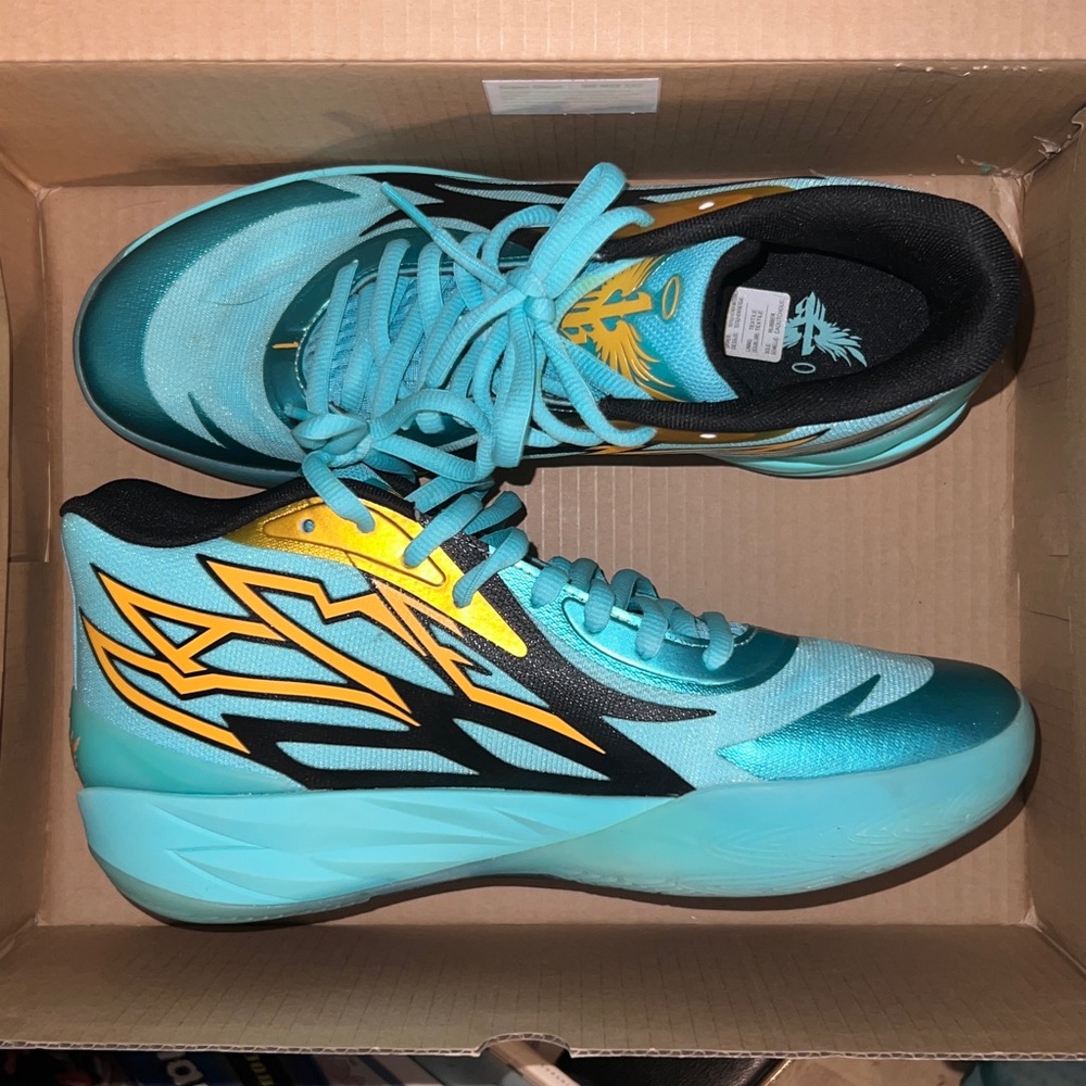 Men's Puma MB.02 Honeycomb Melo Basketball Shoes 10 Elektro Aqua 377590 01 - Picture 8 of 14